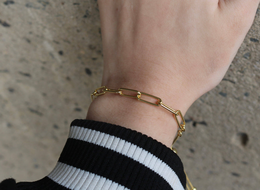 Gold Plated Sterling Silver Paper Clip Bracelet