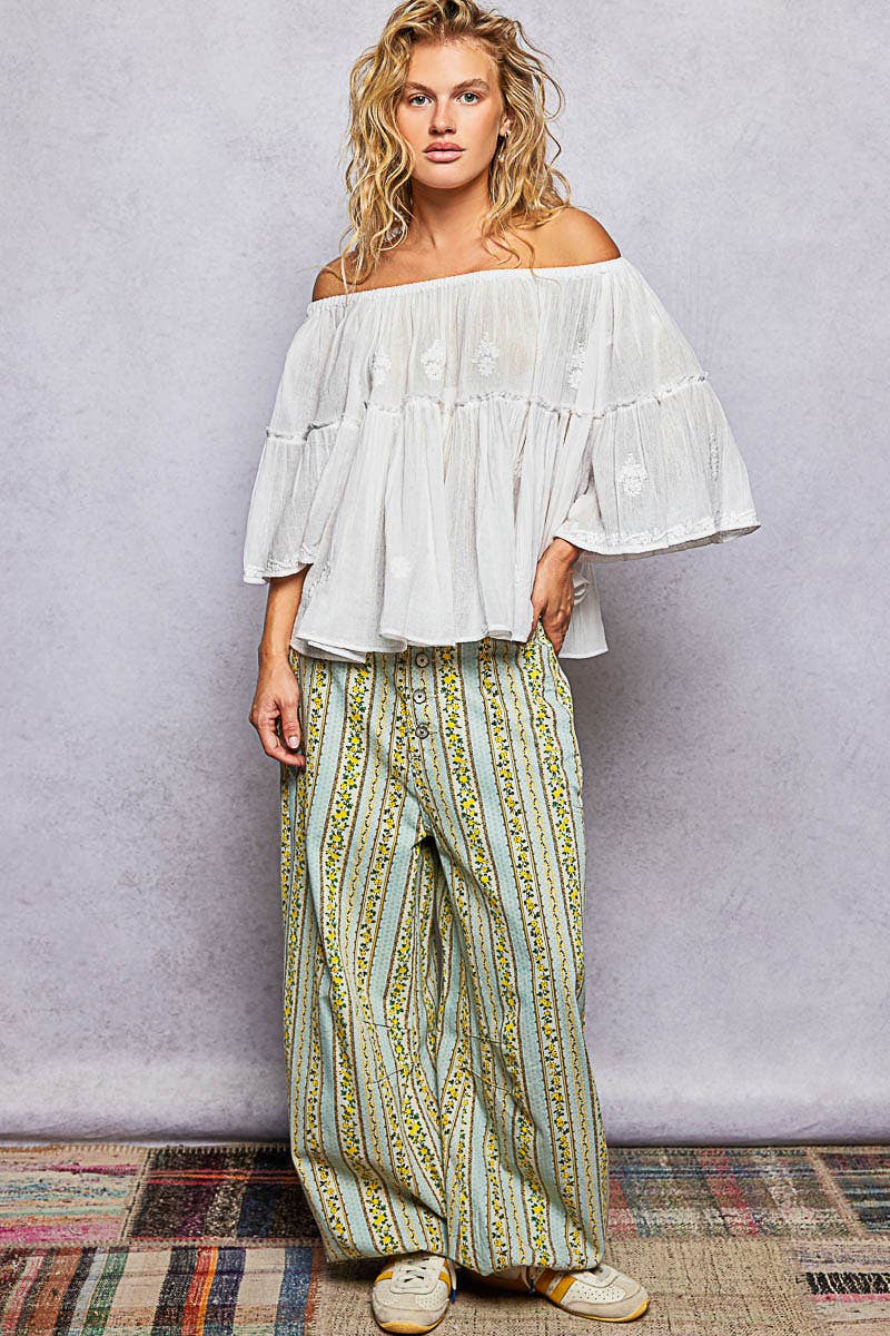 Off Shoulder Bell Sleeve Blouse