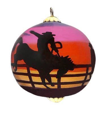 Hand-painted Sunset Rodeo 3" Ornament