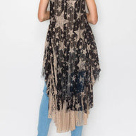 High-Low Lace Duster Vest, Star