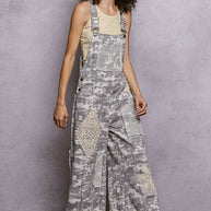 Crochet contrast patch overalls