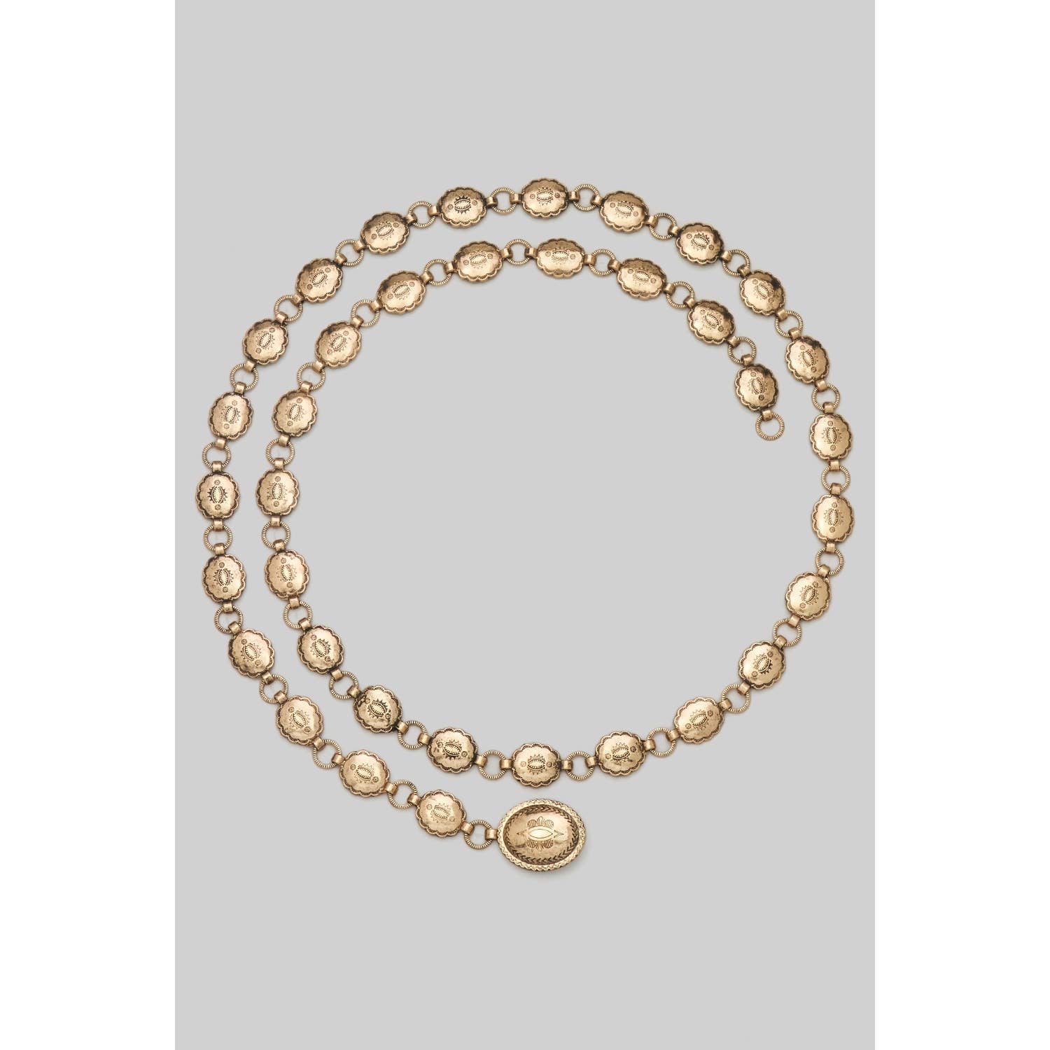 Squash Blossom Concho Belt, Gold