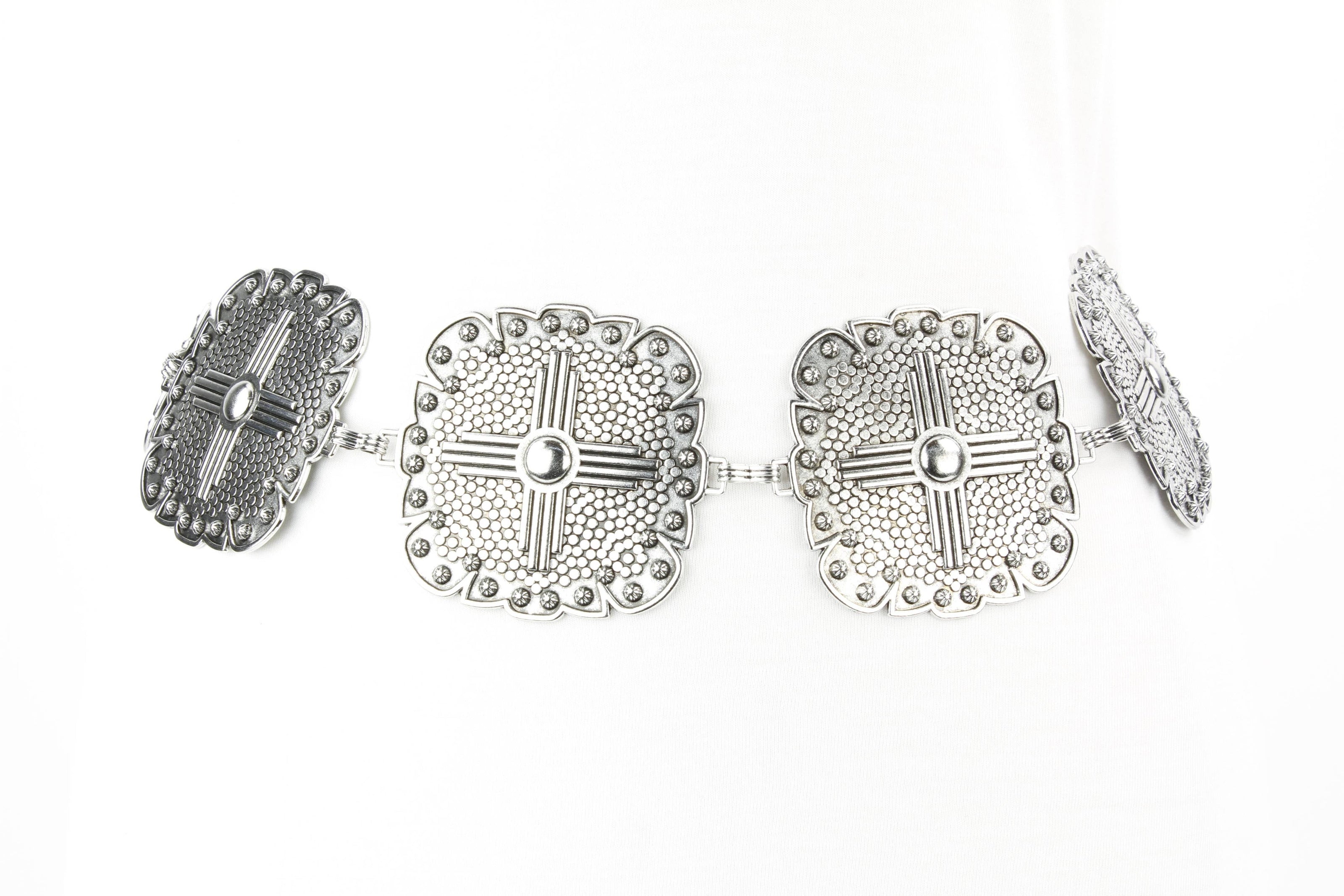 Women’s Medallion Chain Belt with Cross Design