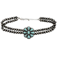 Bohemian Western Flower Turquoise Choker Necklace