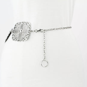 Women’s Medallion Chain Belt with Cross Design