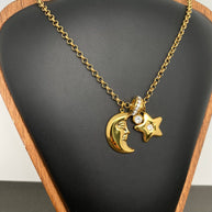 Moon & Star 18K Gold Plated S.Steel Necklace