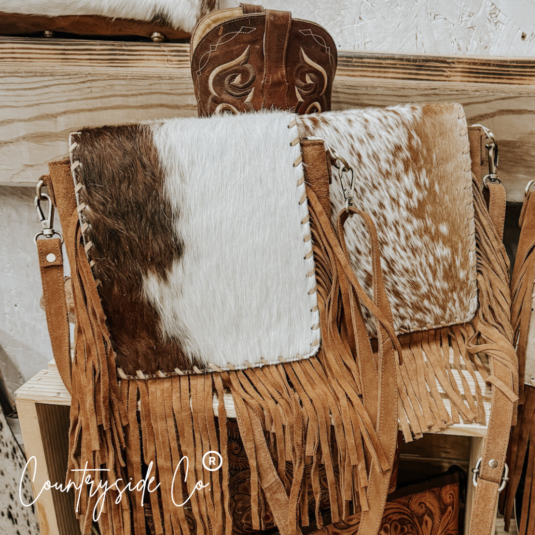 Bessie Cowhide Suede Fringe Crossbody