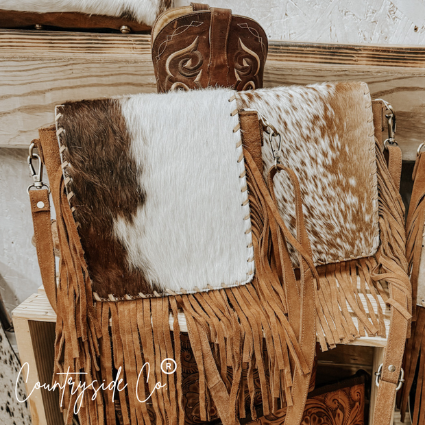 Bessie Cowhide Suede Fringe Crossbody