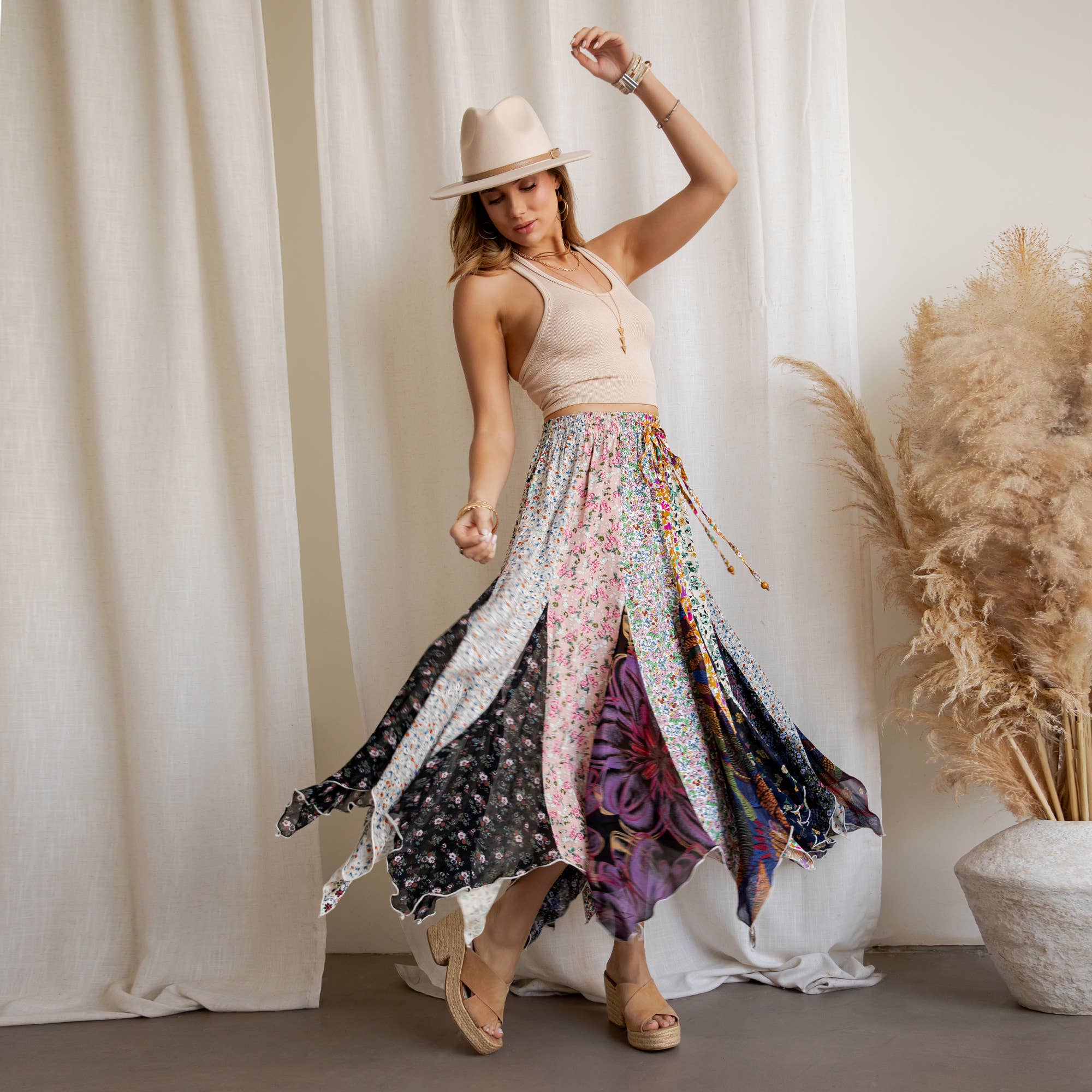 Boho Maxi Handkerchief Skirt
