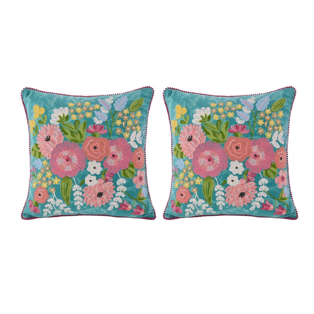 Spring Turquoise Camouflage Velvet Pillow 18X18