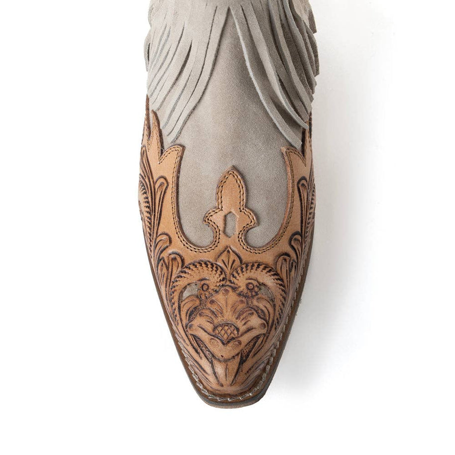 Myra Cimarron Belle Fringed Handtooled Leather Booties