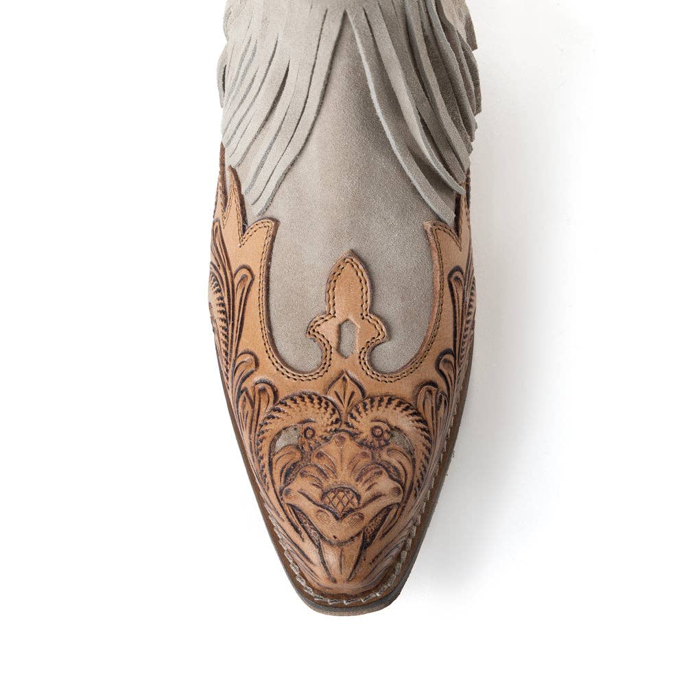 Myra Cimarron Belle Fringed Handtooled Leather Booties
