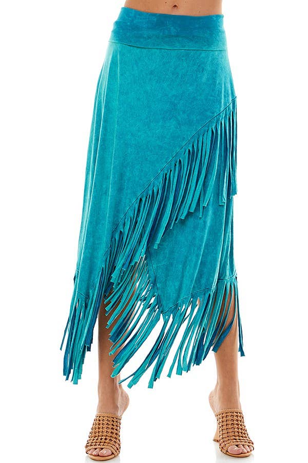 Stretch Fringe Skirt, Jade