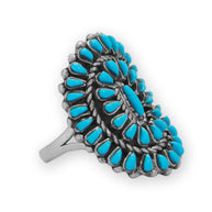 Handmade Sunburst Turquoise Ring Oxidized