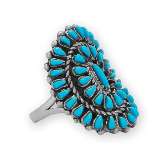 Handmade Sunburst Turquoise Ring Oxidized