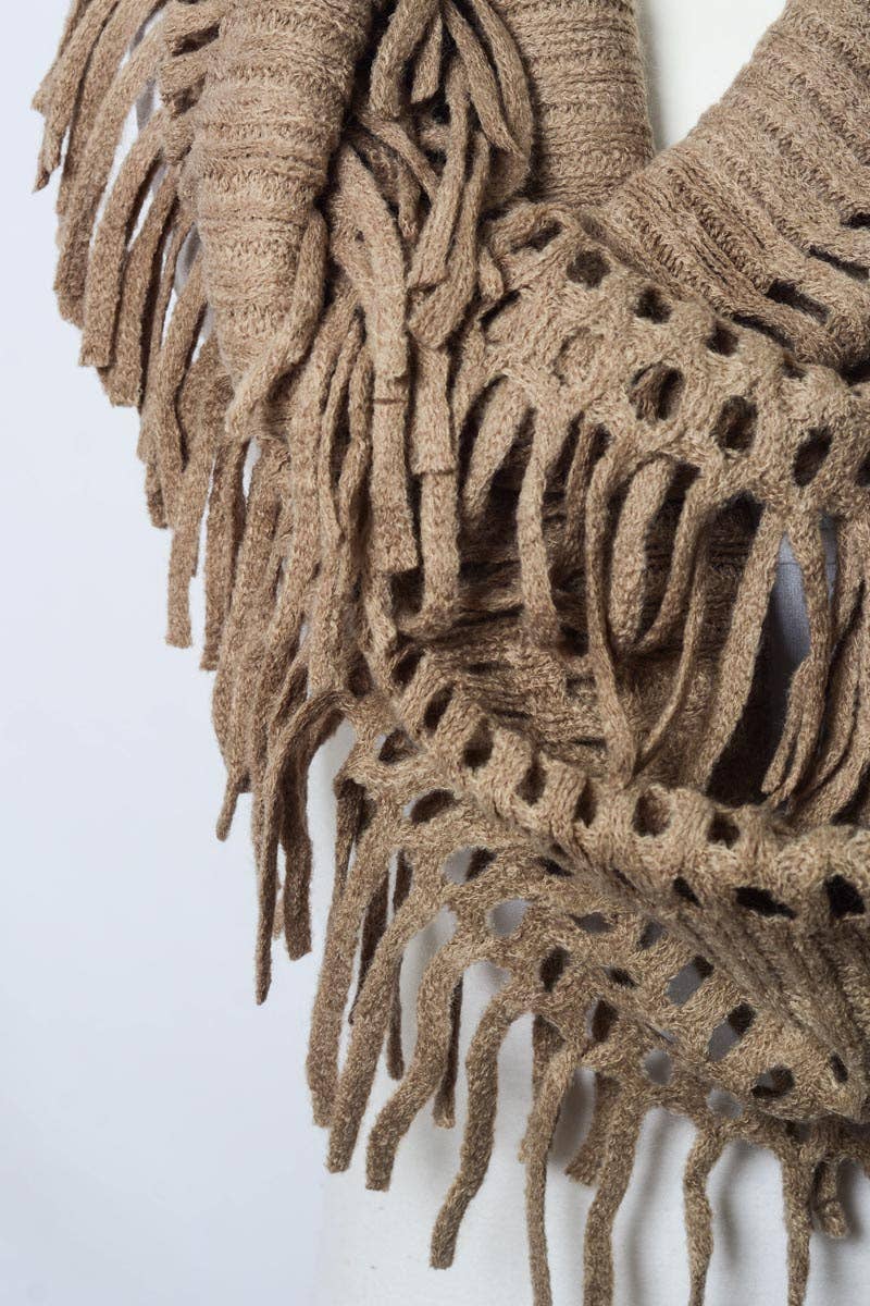Fringe Knit Infinity Scarf