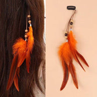 Long Beaded Feather Tassel Hair Clip