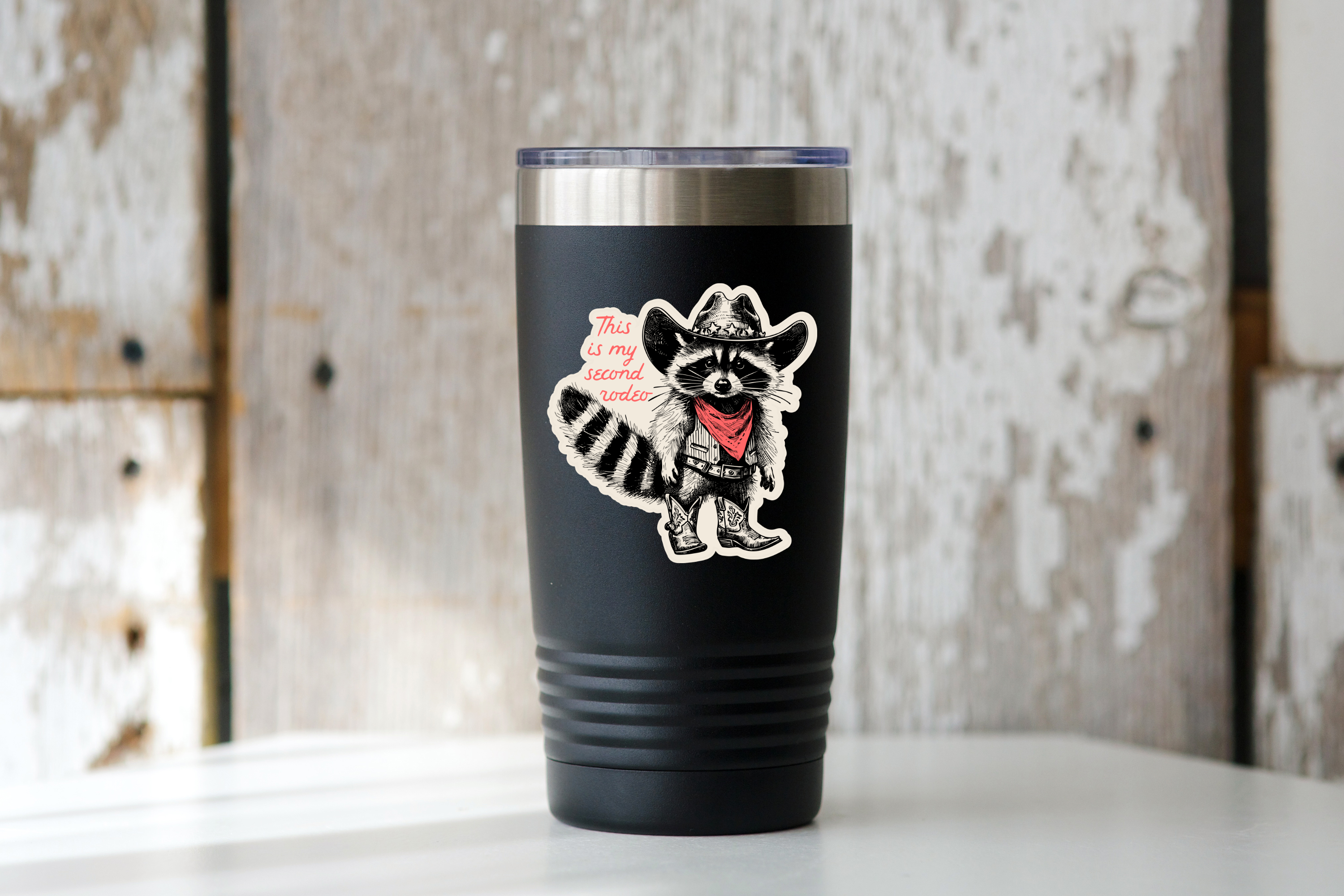My Second Rodeo Raccoon Cowboy Sticker