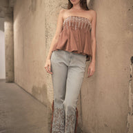 Fringe Embroidered Bootcut Jeans