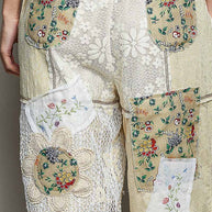 Floral Patchwork Woven Overalls