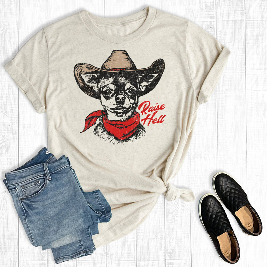 Raise Hell Cowboy Chihuahua T-Shirt