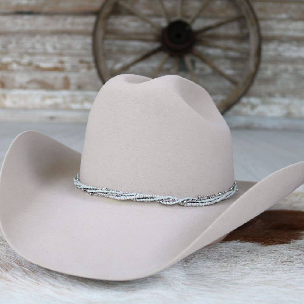 Grey Multi-Strand Beaded Hat Band