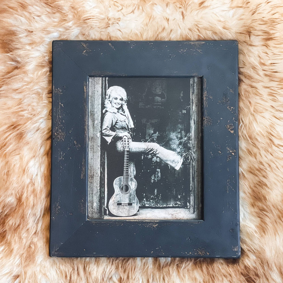 Antiqued Dolly Parton Guitar Picture