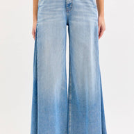 High Rise Wide Leg Jeans with Tucked Side Panel
