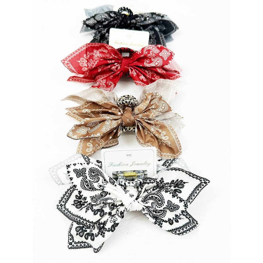 Boho Bandana Hair Claw Clips