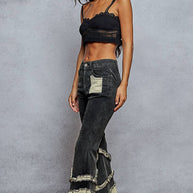 Vintage Washed Ruffle Jeans