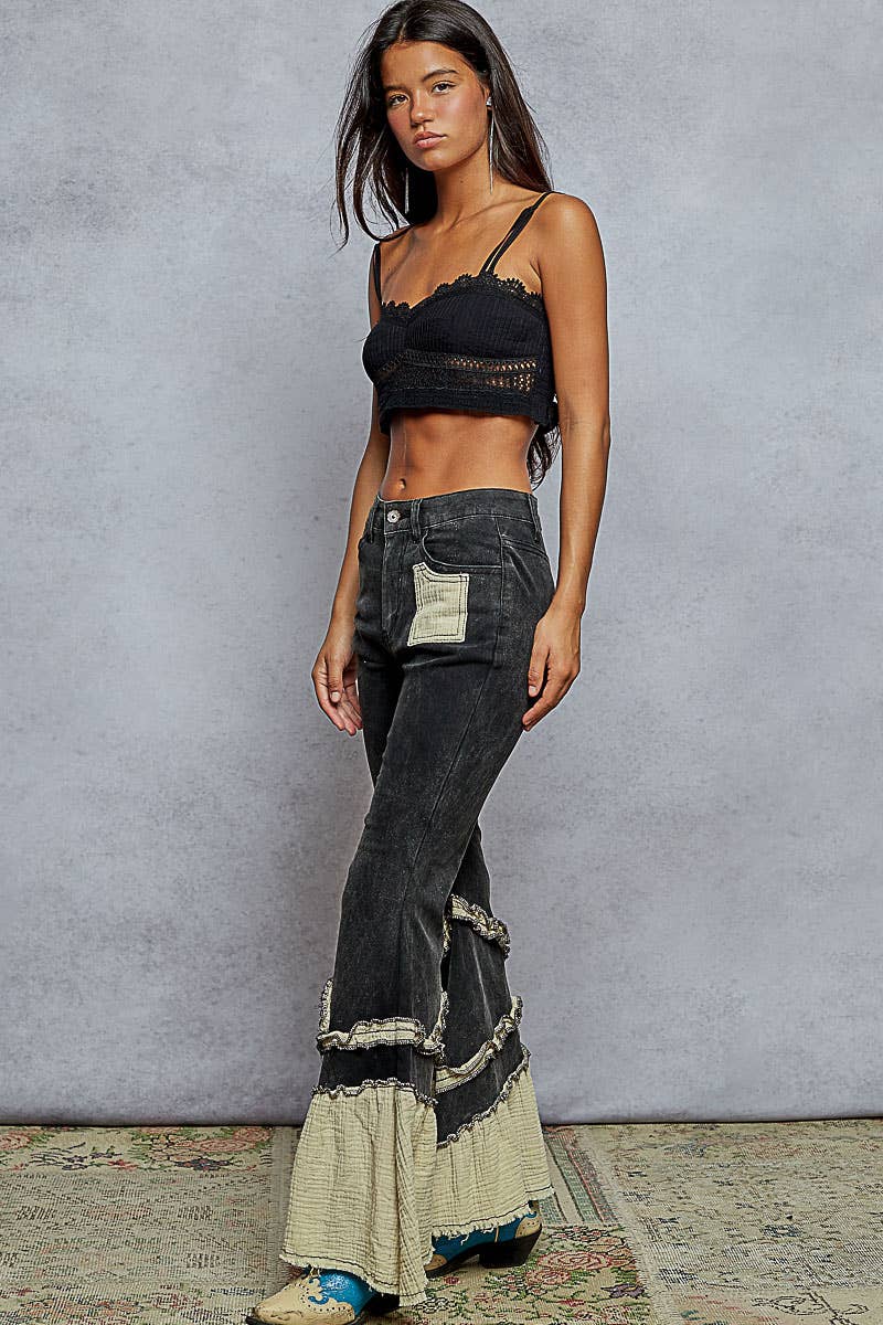 Vintage Washed Ruffle Jeans