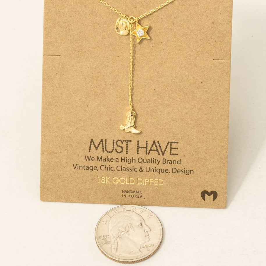 Cowboy Boots Y Necklace