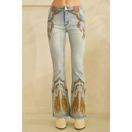 Western Embroidered Stud Jeans