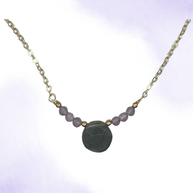 Labradorite and amethyst small circle necklace