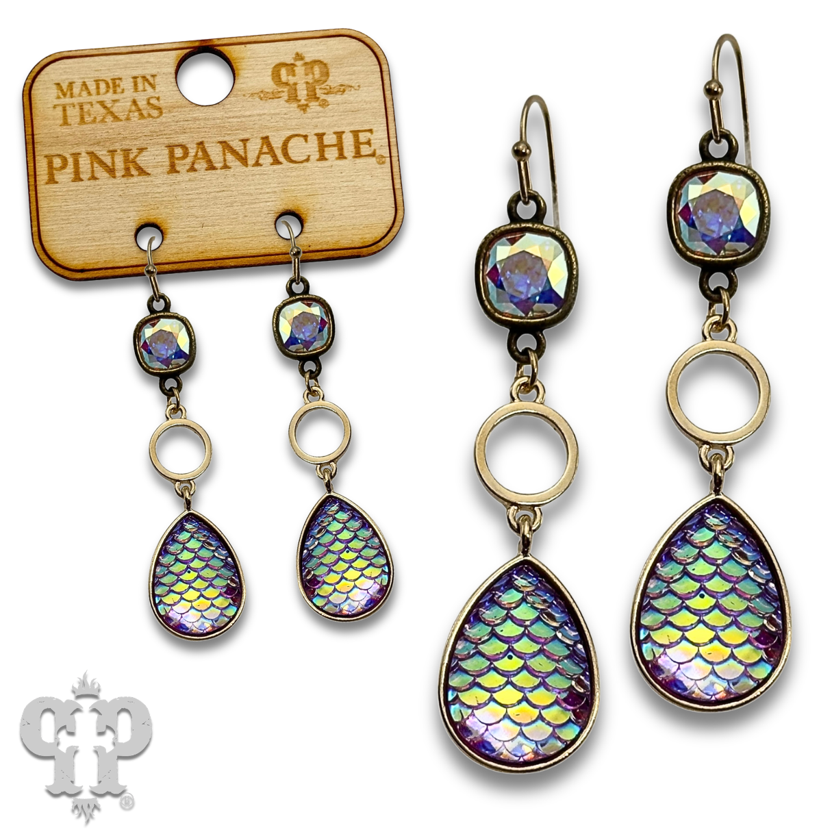 Swarovski® crystals Iridescent rainbow teardrop earrings