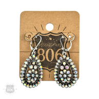 Stone studded teardrop earrings
