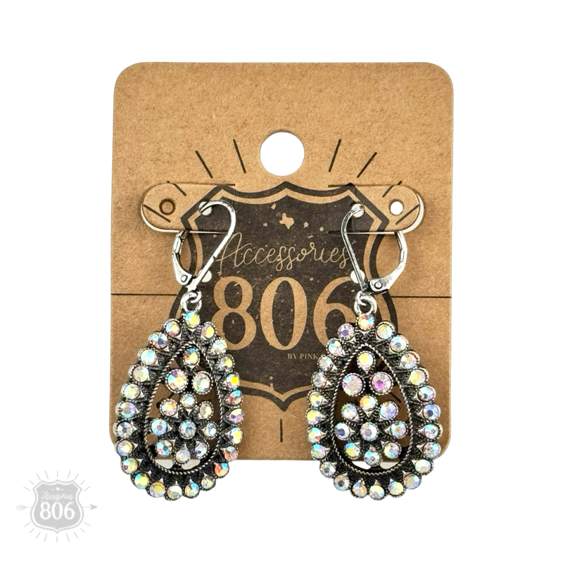 Stone studded teardrop earrings
