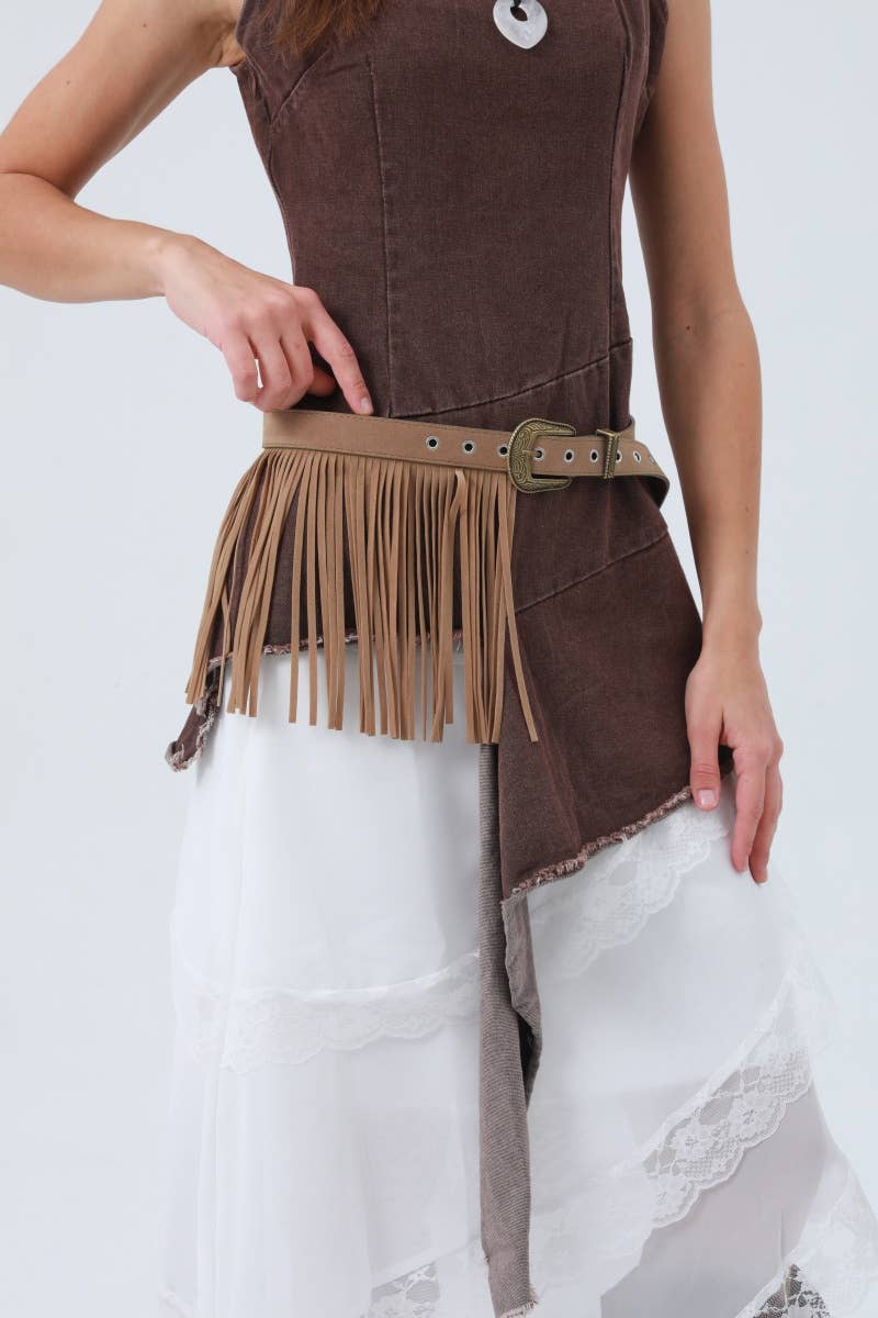 Western Fringe Belt – Antique Buckle & Tassel