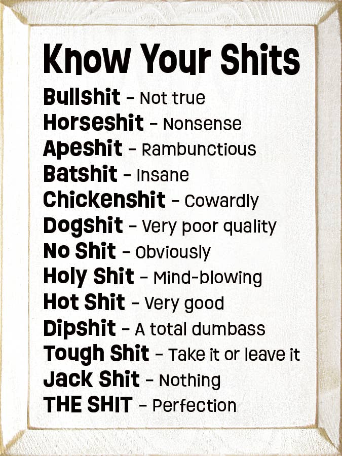 Know Your Shits Sign