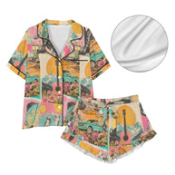 Baha Ranch Retro Pop Western Satin Pajama Set