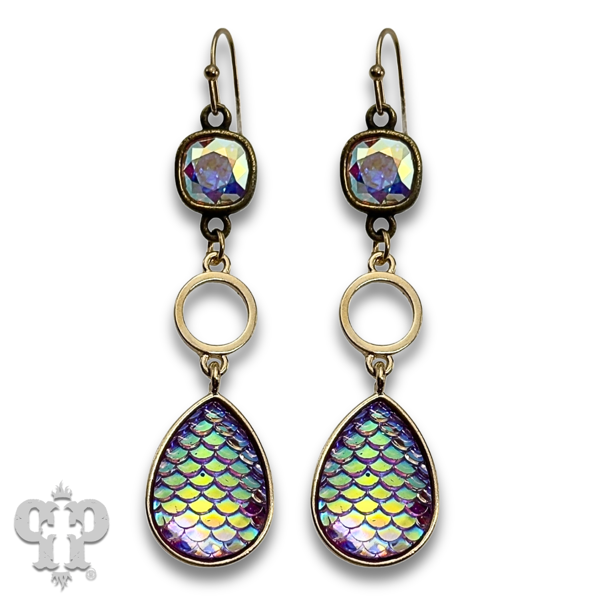 Swarovski® crystals Iridescent rainbow teardrop earrings