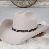 Espresso Studded Goat Leather Hat Band