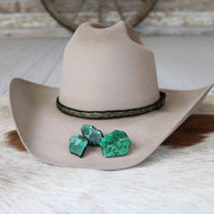 Green Stone Button Hat Pin