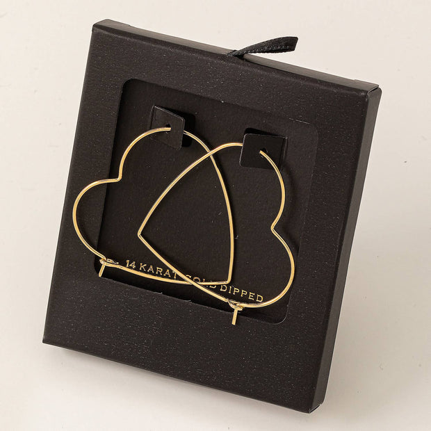 Secret Box Heart Outline Hoop Earrings