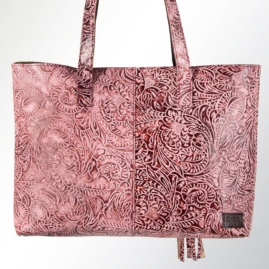 Embossed Pink Leather Tote