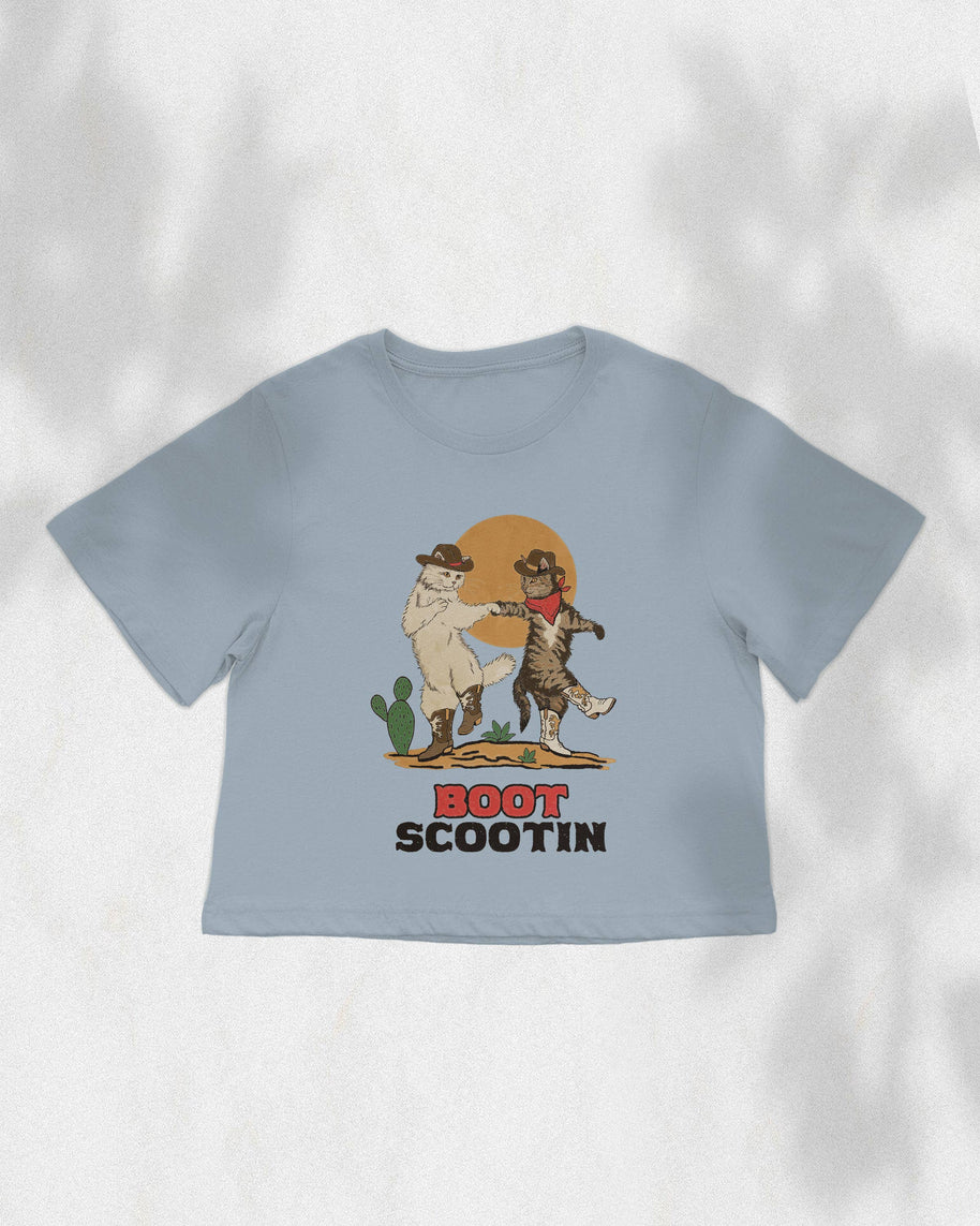 Boot Scootin Kitties Boxy Crop Top