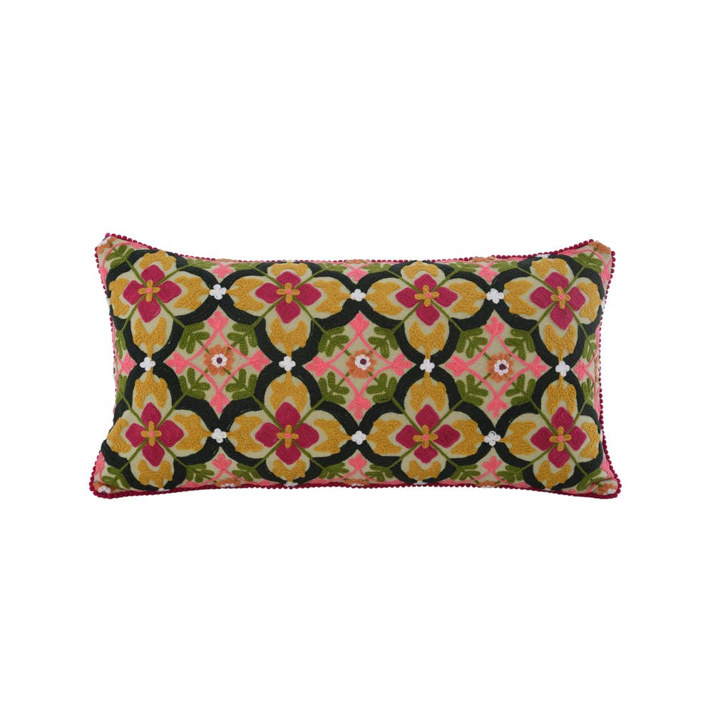 Embroidered Retro Canvas Pillow