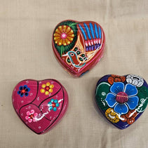 Hand-painted Ceramic Heart Box  @3.5-4.5in