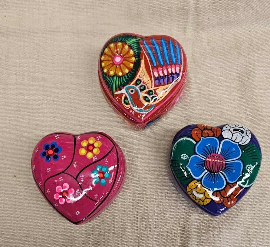 Hand-painted Ceramic Heart Box  @3.5-4.5in