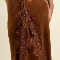 Velvet Slip Dress, Brown
